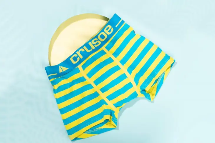 Boxer brief featuring blue & yellow stripes a comfortable undergarment option captured in a brilliant photography.