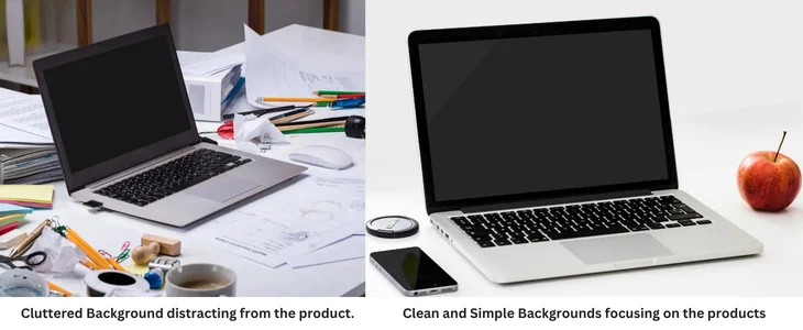 Neat desk with laptop and an apple & clutter-free background, professional background removal service.